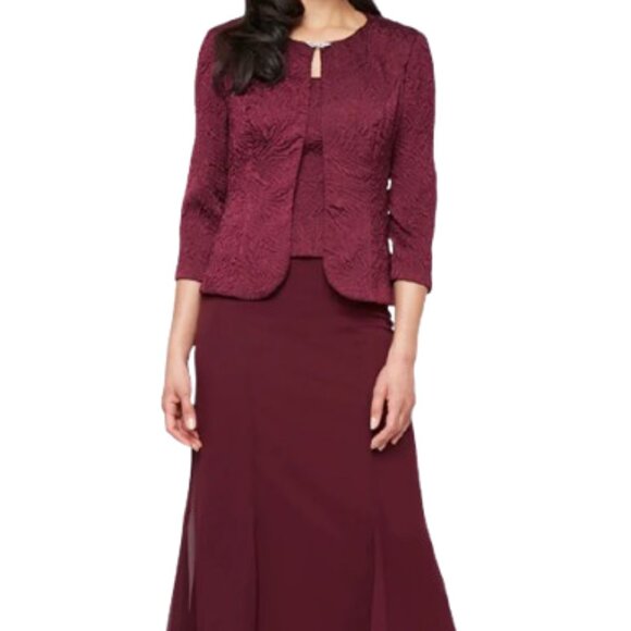 NWT Alex Evenings 8125949 Polyester Wedding Guest Dress Wine Size 6 - Picture 1 of 10